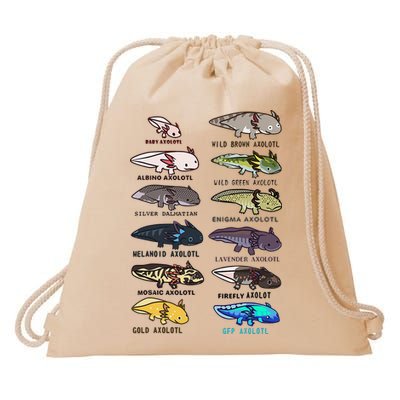 Funny Type Of Axolotls Funny Axolotl Lovers  Drawstring Bag