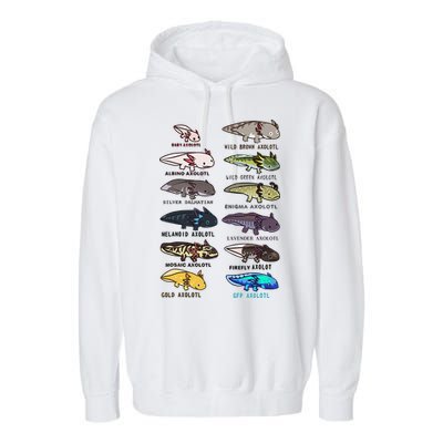Funny Type Of Axolotls Funny Axolotl Lovers  Garment-Dyed Fleece Hoodie
