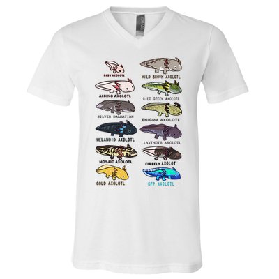 Funny Type Of Axolotls Funny Axolotl Lovers  V-Neck T-Shirt