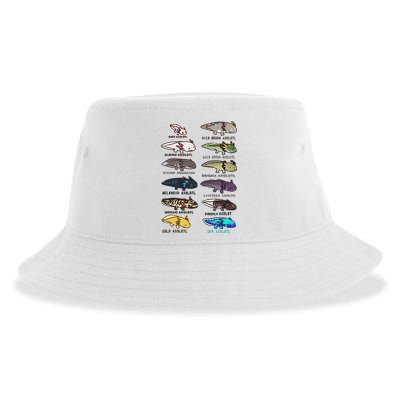 Funny Type Of Axolotls Funny Axolotl Lovers  Sustainable Bucket Hat
