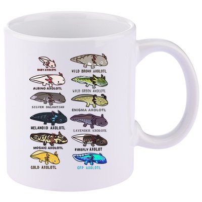 Funny Type Of Axolotls Funny Axolotl Lovers  11oz C Handle Ceramic Mug