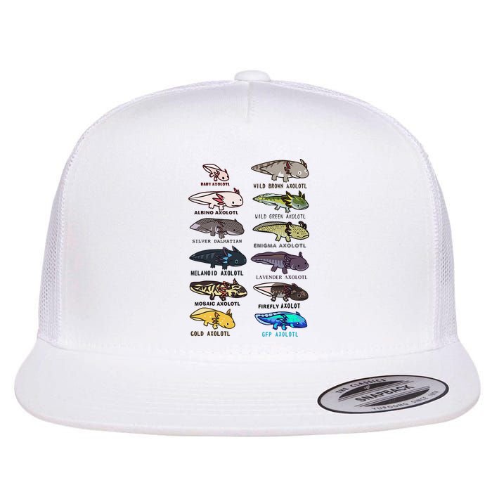 Funny Type Of Axolotls Funny Axolotl Lovers  Flatbill Hat