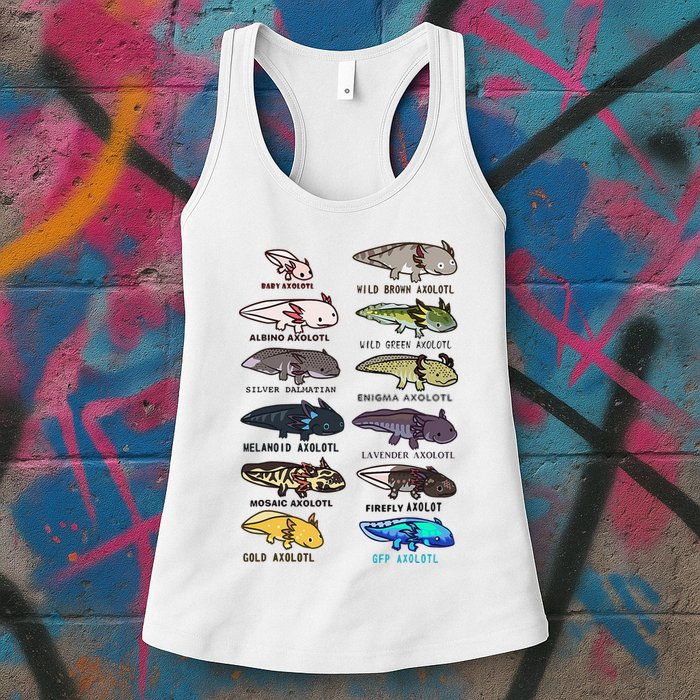 Funny Type Of Axolotls Funny Axolotl Lovers  Womens Tank Top