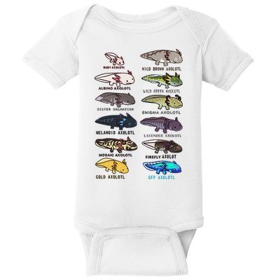 Funny Type Of Axolotls Funny Axolotl Lovers  Baby Bodysuit