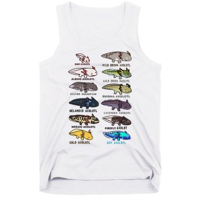 Funny Type Of Axolotls Funny Axolotl Lovers  Tank Top