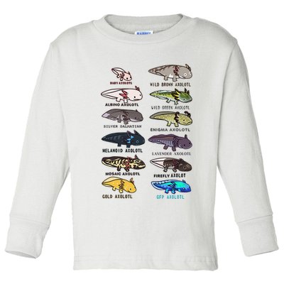 Funny Type Of Axolotls Funny Axolotl Lovers  Toddler Long Sleeve Shirt