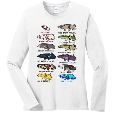 Funny Type Of Axolotls Funny Axolotl Lovers  Ladies Long Sleeve Shirt