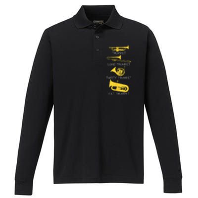 Funny Types Of Trumpet Player Marching Jazz Band Performance Long Sleeve Polo