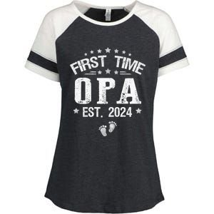 First Time Opa Est 2024 FatherS Day Promoted To Opa Cool Gift Enza Ladies Jersey Colorblock Tee