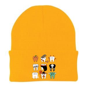 Funny Trick Or Teeth Funny Dental Halloween Treat Dentist Gift Knit Cap Winter Beanie