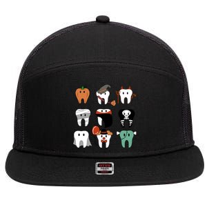 Funny Trick Or Teeth Funny Dental Halloween Treat Dentist Gift 7 Panel Mesh Trucker Snapback Hat