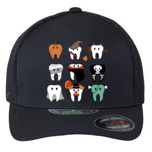 Funny Trick Or Teeth Funny Dental Halloween Treat Dentist Gift Flexfit Unipanel Trucker Cap