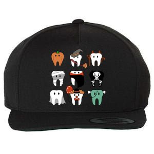 Funny Trick Or Teeth Funny Dental Halloween Treat Dentist Gift Wool Snapback Cap