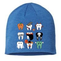 Funny Trick Or Teeth Funny Dental Halloween Treat Dentist Gift Sustainable Beanie