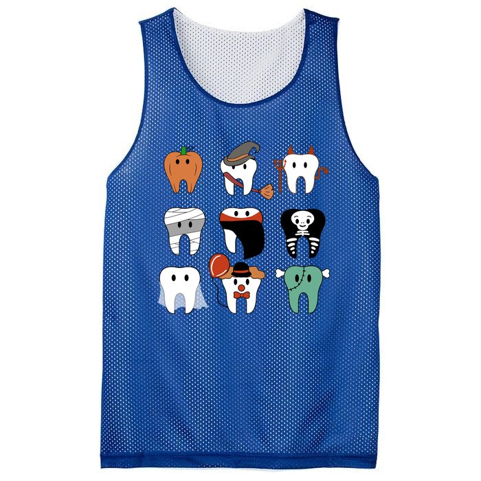 Funny Trick Or Teeth Funny Dental Halloween Treat Dentist Gift Mesh Reversible Basketball Jersey Tank