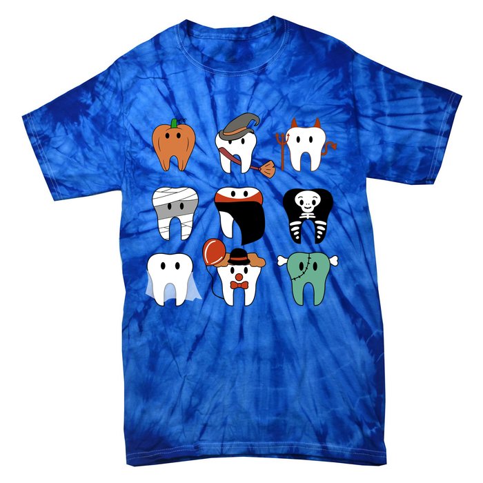 Funny Trick Or Teeth Funny Dental Halloween Treat Dentist Gift Tie-Dye T-Shirt