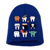 Funny Trick Or Teeth Funny Dental Halloween Treat Dentist Gift Short Acrylic Beanie