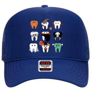 Funny Trick Or Teeth Funny Dental Halloween Treat Dentist Gift High Crown Mesh Back Trucker Hat