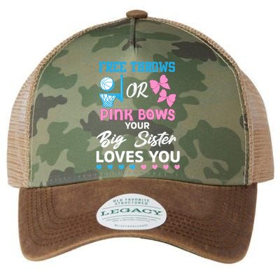 free throws or pink bows Big Sister loves you gender reveal Legacy Tie Dye Trucker Hat