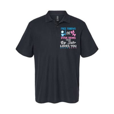 free throws or pink bows Big Sister loves you gender reveal Softstyle Adult Sport Polo