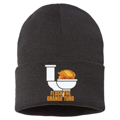 Flush The Orange Turd Sustainable Knit Beanie