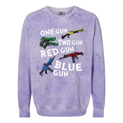 Funny Tee One Gun Two Gun Red Gun Blue Gun Custome Colorblast Crewneck Sweatshirt