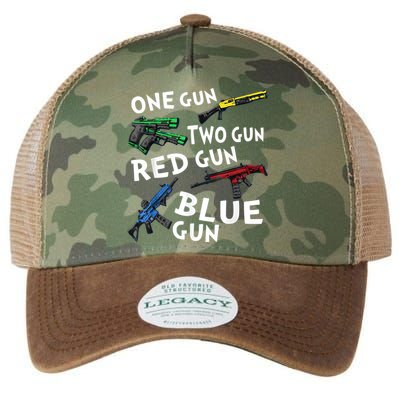 Funny Tee One Gun Two Gun Red Gun Blue Gun Custome Legacy Tie Dye Trucker Hat