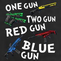 Funny Tee One Gun Two Gun Red Gun Blue Gun Custome 7 Panel Mesh Trucker Snapback Hat