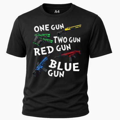 Funny Tee One Gun Two Gun Red Gun Blue Gun Custome Performance Shirt