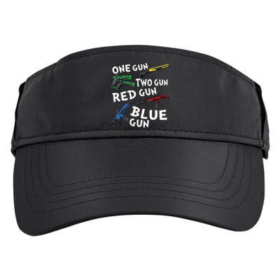 Funny Tee One Gun Two Gun Red Gun Blue Gun Custome Adult Drive Performance Visor