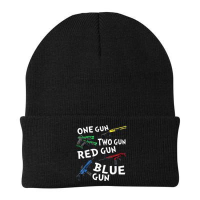 Funny Tee One Gun Two Gun Red Gun Blue Gun Custome Beanie