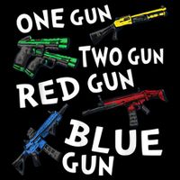 Funny Tee One Gun Two Gun Red Gun Blue Gun Custome Cooling Performance Long Sleeve Crew