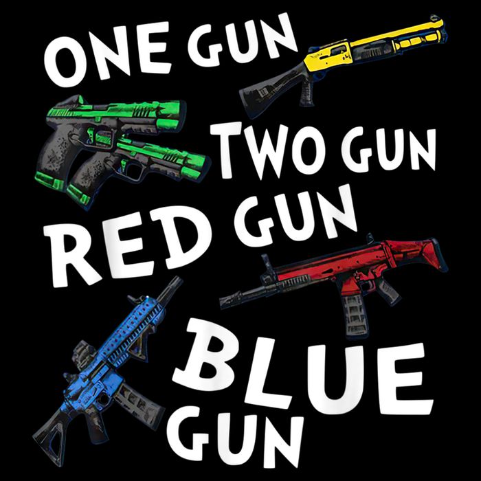 Funny Tee One Gun Two Gun Red Gun Blue Gun Custome Cooling Performance Long Sleeve Crew