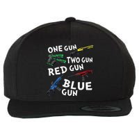 Funny Tee One Gun Two Gun Red Gun Blue Gun Custome Wool Snapback Cap