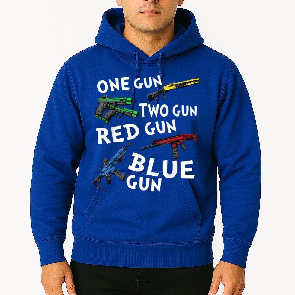 Funny Tee One Gun Two Gun Red Gun Blue Gun Custome Hoodie