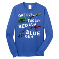 Funny Tee One Gun Two Gun Red Gun Blue Gun Custome Long Sleeve Shirt