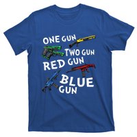 Funny Tee One Gun Two Gun Red Gun Blue Gun Custome T-Shirt