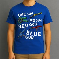 Funny Tee One Gun Two Gun Red Gun Blue Gun Custome T-Shirt