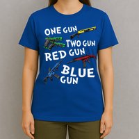 Funny Tee One Gun Two Gun Red Gun Blue Gun Custome T-Shirt
