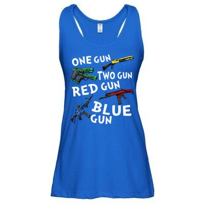 Funny Tee One Gun Two Gun Red Gun Blue Gun Custome Ladies Essential Flowy Tank