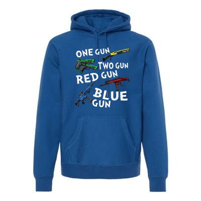 Funny Tee One Gun Two Gun Red Gun Blue Gun Custome Premium Hoodie