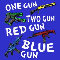 Funny Tee One Gun Two Gun Red Gun Blue Gun Custome 16 in Basic Backpack