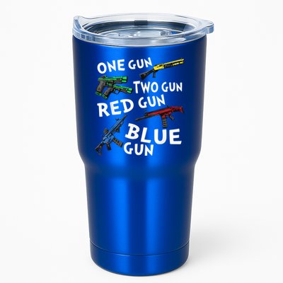 Funny Tee One Gun Two Gun Red Gun Blue Gun Custome Tumbler
