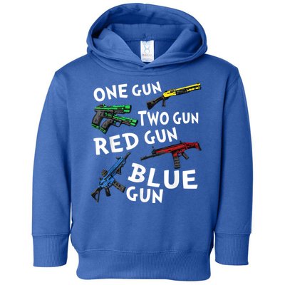 Funny Tee One Gun Two Gun Red Gun Blue Gun Custome Toddler Hoodie