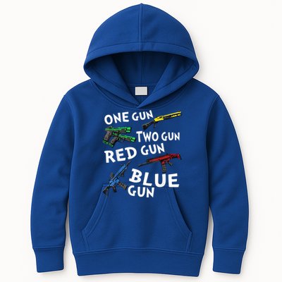 Funny Tee One Gun Two Gun Red Gun Blue Gun Custome Kids Hoodie