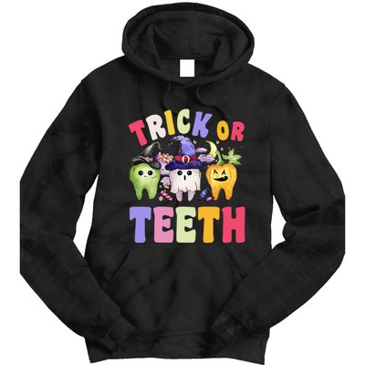 Funny Trick Or Teeth Dental Halloween Dentist Tie Dye Hoodie