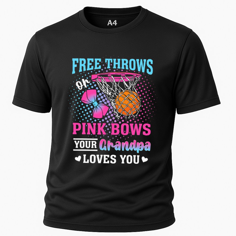 Free Throws Or Pink Bows Your Grandpa Loves You Gender Cooling Performance Crew T-Shirt