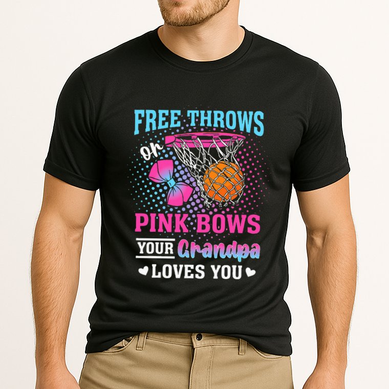 Free Throws Or Pink Bows Your Grandpa Loves You Gender Cooling Performance Crew T-Shirt