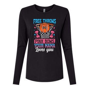 Free Throws Or Pink Bows Your Mama Loves You Gender Reveal Gift Womens Cotton Relaxed Long Sleeve T-Shirt