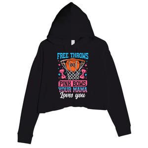 Free Throws Or Pink Bows Your Mama Loves You Gender Reveal Gift Crop Fleece Hoodie